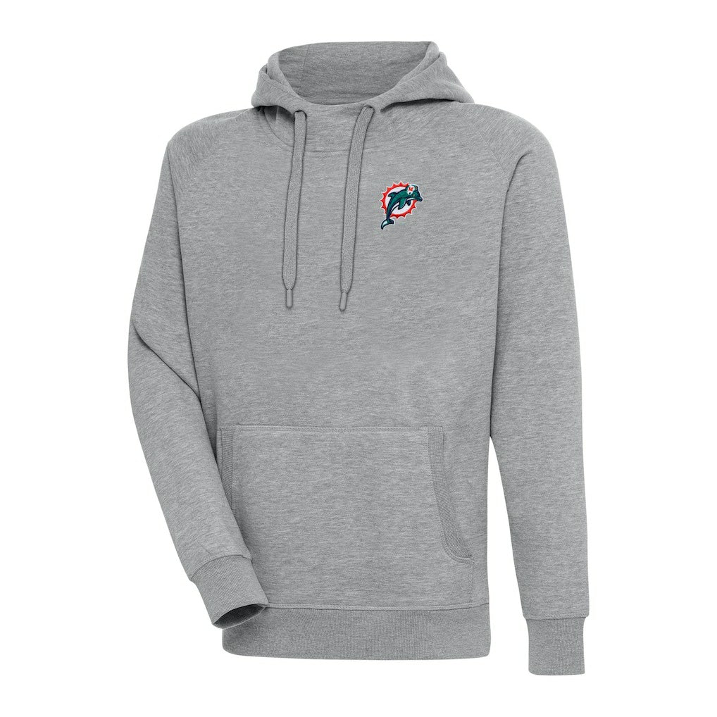 Miami Dolphins Adult Throwback Logo Victory Pullover Hoodie - Heather Gray - NFL
