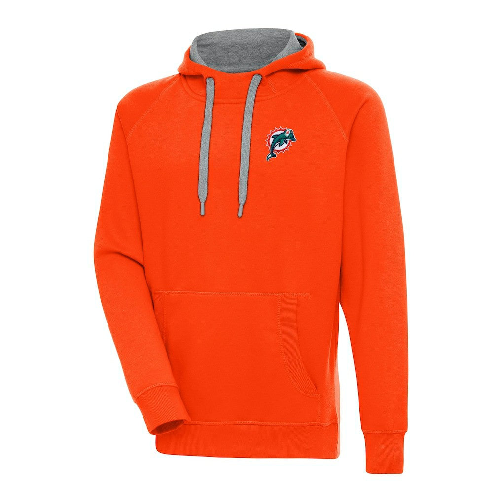Miami Dolphins Adult Throwback Logo Victory Pullover Hoodie - Orange - NFL