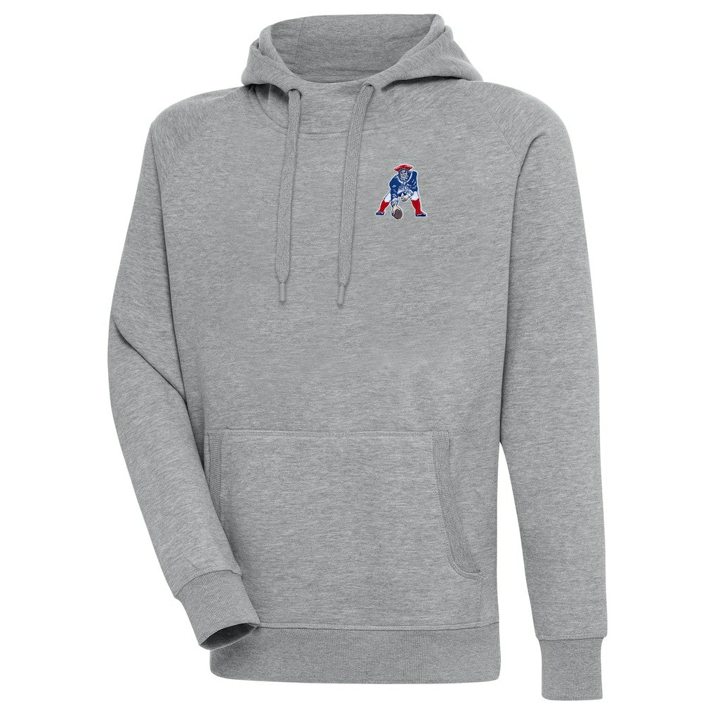 New England Patriots Adult Throwback Logo Victory Pullover Hoodie - Heather Gray - NFL