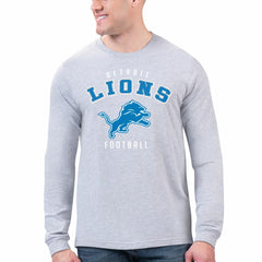 Detroit Lions Starter Logo Graphic Long Sleeve T-Shirt - Gray - NFL