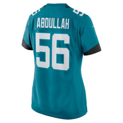 Yasir Abdullah Jacksonville Jaguars Women's Team Game Jersey - Teal - Nike
