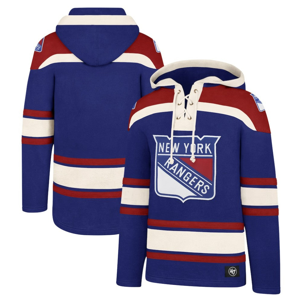 New York Rangers '47 Big & Tall Superior Lacer Pullover Hoodie - Blue | 47 brand Clearance