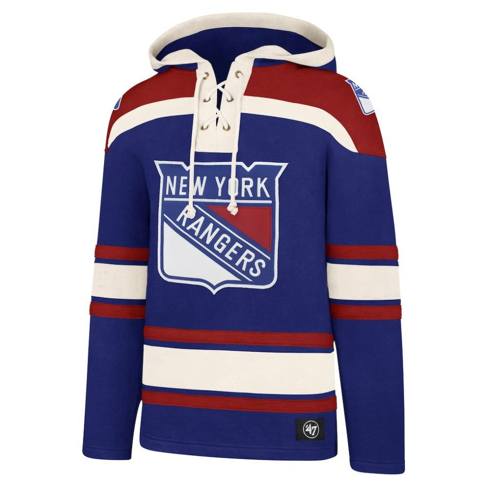New York Rangers '47 Big & Tall Superior Lacer Pullover Hoodie - Blue | 47 brand Clearance