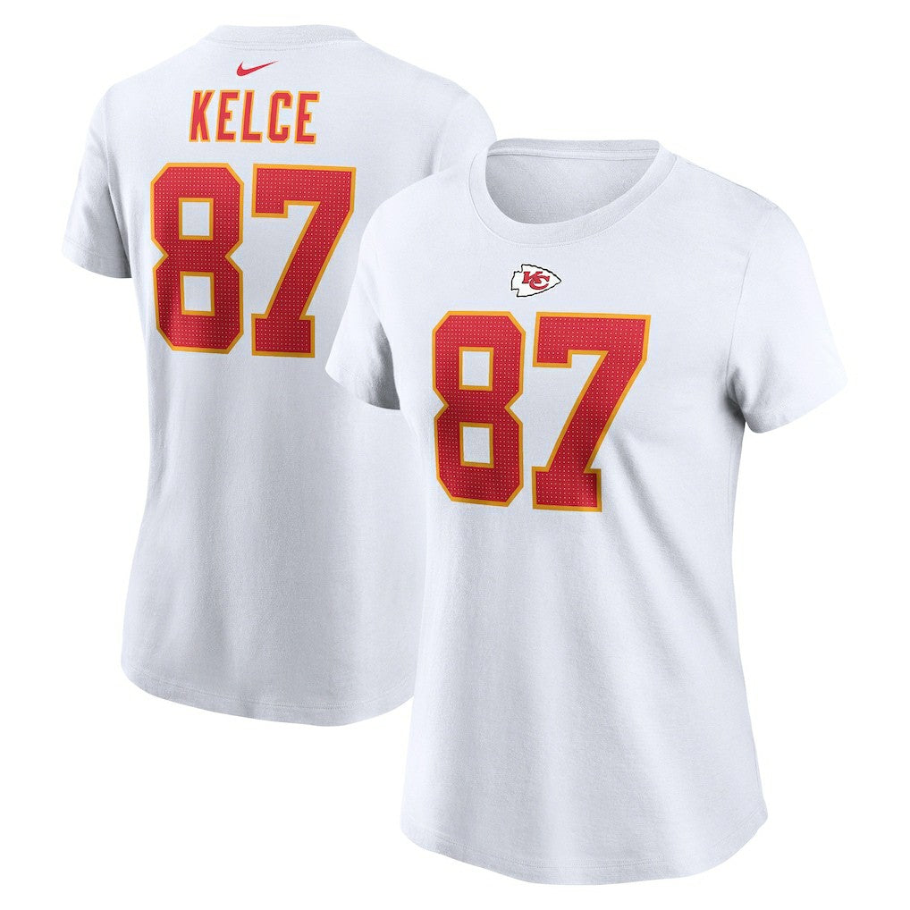 Travis Kelce Kansas City Chiefs Women's Player Name & Number T-Shirt - White - Nike