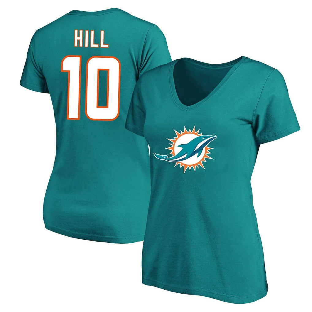 Tyreek Hill Miami Dolphins Women's Plus Size Fair Catch Name & Number Scoop Neck T-Shirt - Aqua - NFL