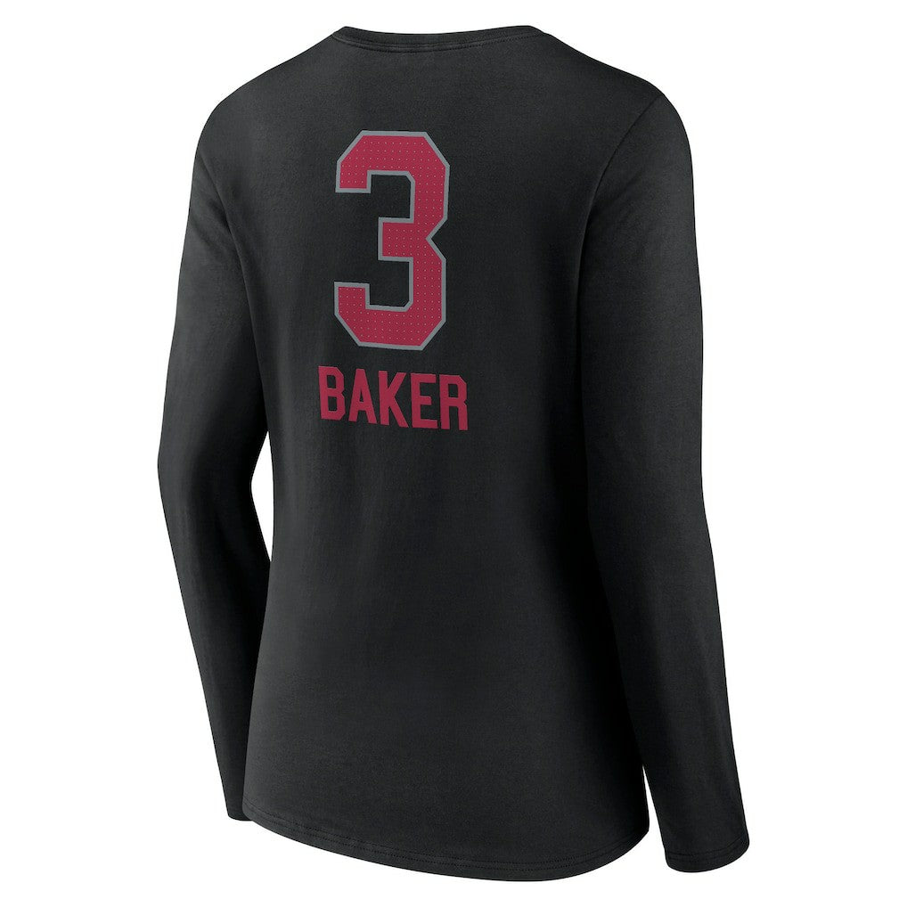 Budda Baker Arizona Cardinals Women's Team Wordmark Player Name & Number Long Sleeve V-Neck T-Shirt - Black - NFL