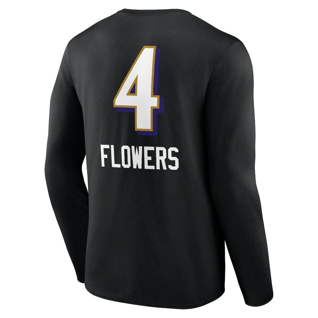 Zay Flowers Baltimore Ravens Team Wordmark Player Name & Number Long Sleeve T-Shirt - Black - NFL
