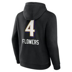 Zay Flowers Baltimore Ravens Team Wordmark Player Name & Number Pullover Hoodie - Black - NFL
