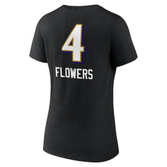 Zay Flowers Baltimore Ravens Women's Team Wordmark Player Name & Number V-Neck T-Shirt - Black - NFL