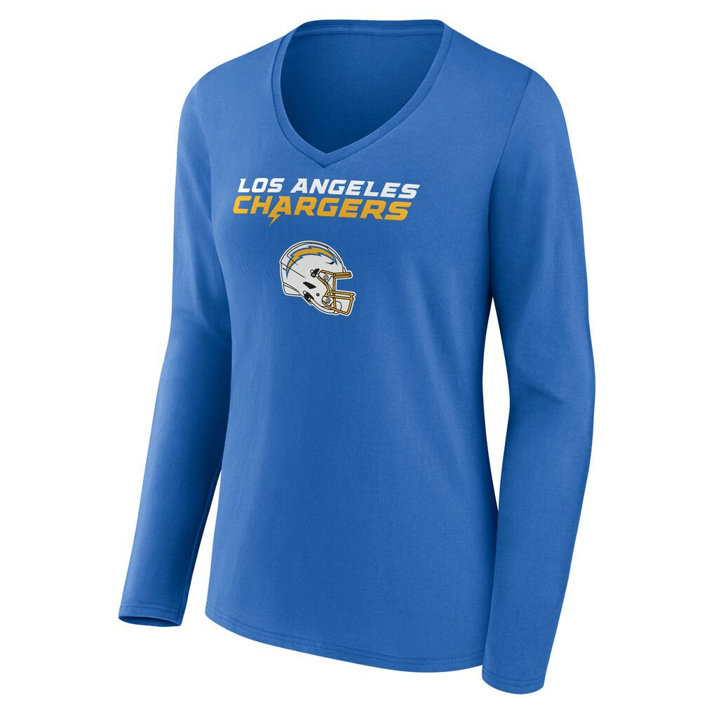 Derwin James Jr. Los Angeles Chargers Women's Team Wordmark Player Name & Number Long Sleeve V-Neck T-Shirt - Powder Blue - NFL