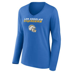 Derwin James Jr. Los Angeles Chargers Women's Team Wordmark Player Name & Number Long Sleeve V-Neck T-Shirt - Powder Blue - NFL