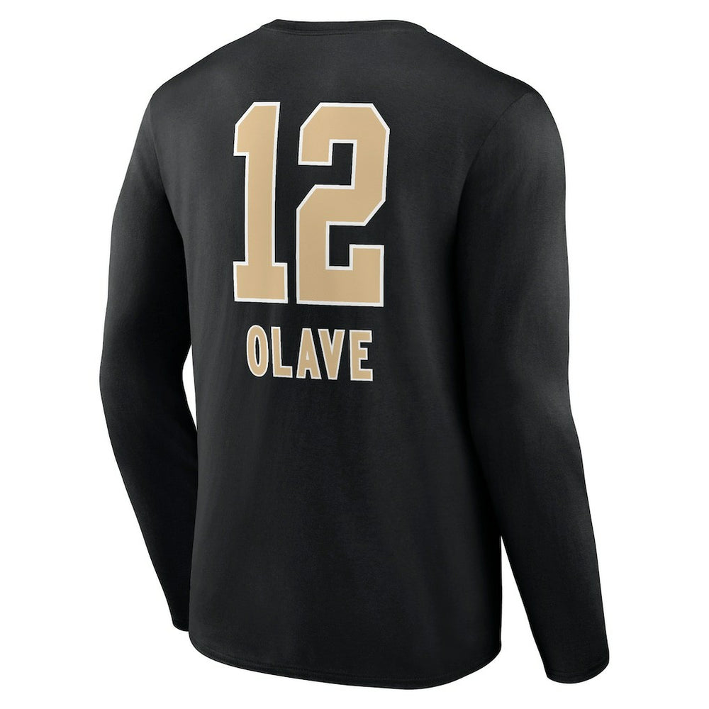Chris Olave New Orleans Saints Team Wordmark Player Name & Number Long Sleeve T-Shirt - Black - NFL