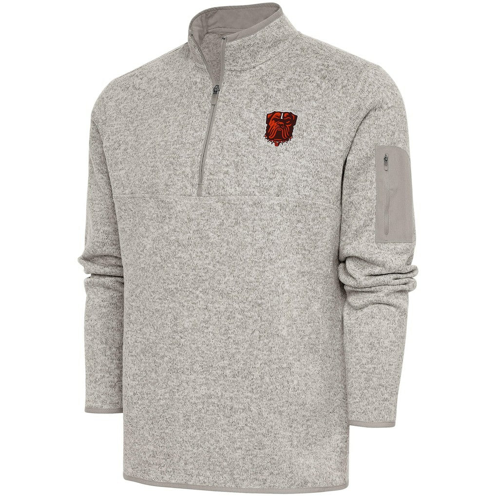 Cleveland Browns Antigua Fortune Quarter-Zip Pullover Jacket - Oatmeal - NFL