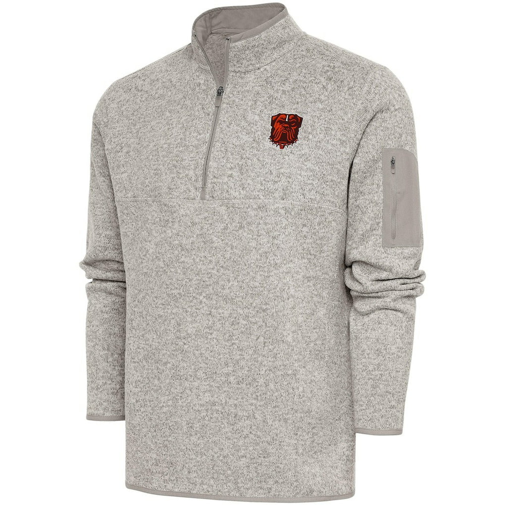 Cleveland Browns Antigua Fortune Quarter-Zip Pullover Jacket - Oatmeal - NFL