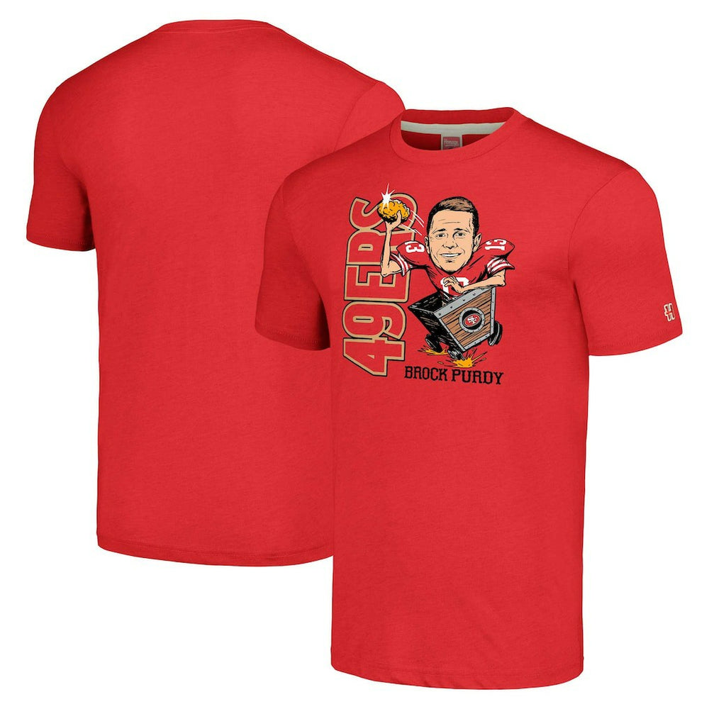 Brock Purdy San Francisco 49ers Homage Unisex Caricature Player Tri-Blend T-Shirt - Scarlet - NFL