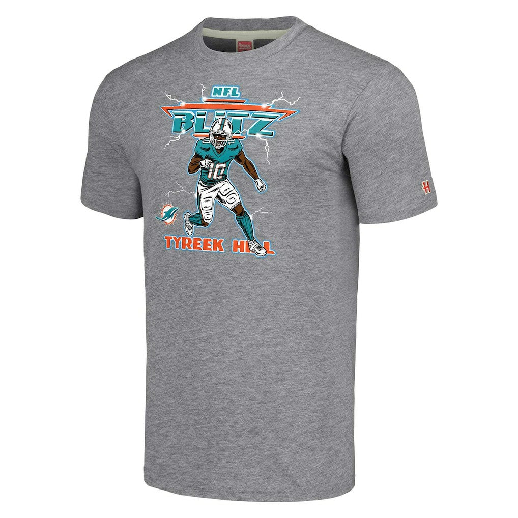 Tyreek Hill Miami Dolphins Homage Unisex NFL Blitz Player Tri-Blend T-Shirt - Gray - NFL