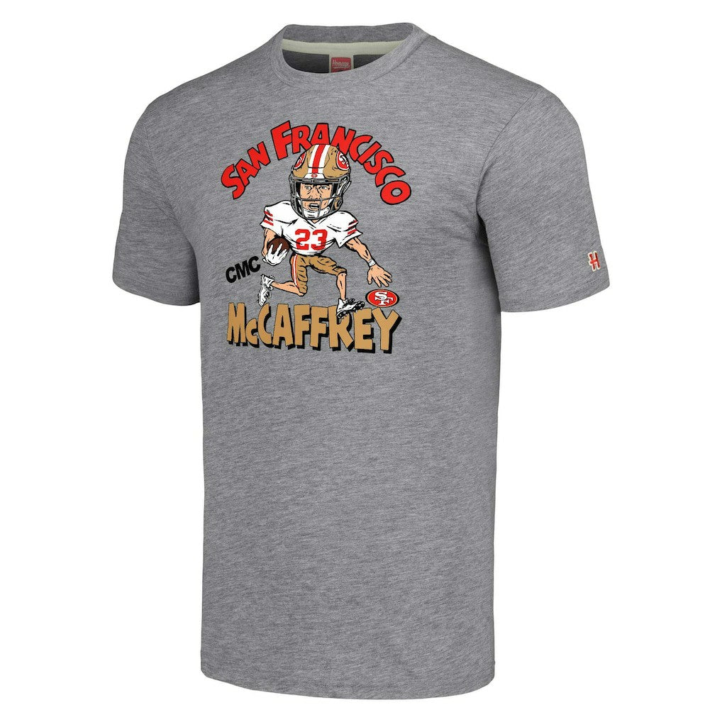 Christian McCaffrey San Francisco 49ers Homage Unisex Caricature Player Tri-Blend T-Shirt - Gray - NFL