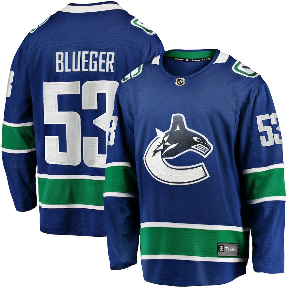 Teddy Blueger Vancouver Canucks Fanatics Home Breakaway Jersey - Blue | Fanatics Lifestyle