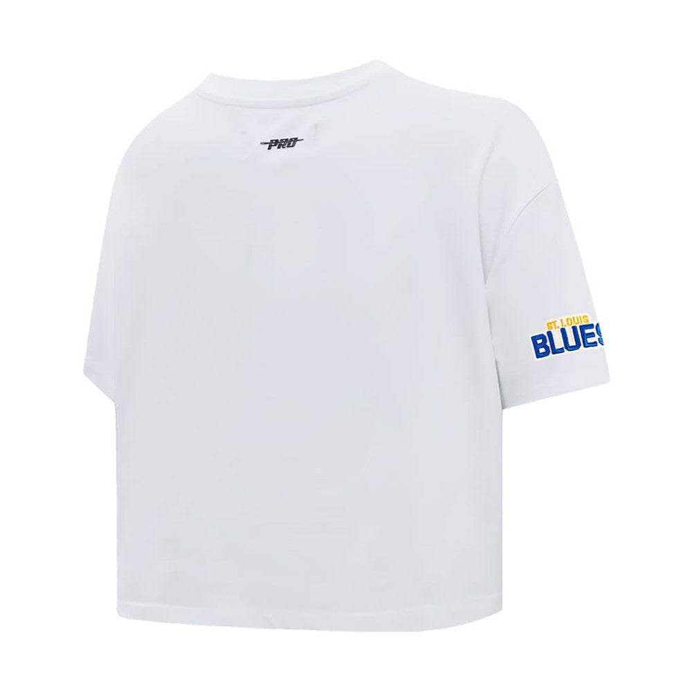 St. Louis Blues Pro Standard Women's Boxy Script Tail Cropped T-Shirt - White | NHL near me