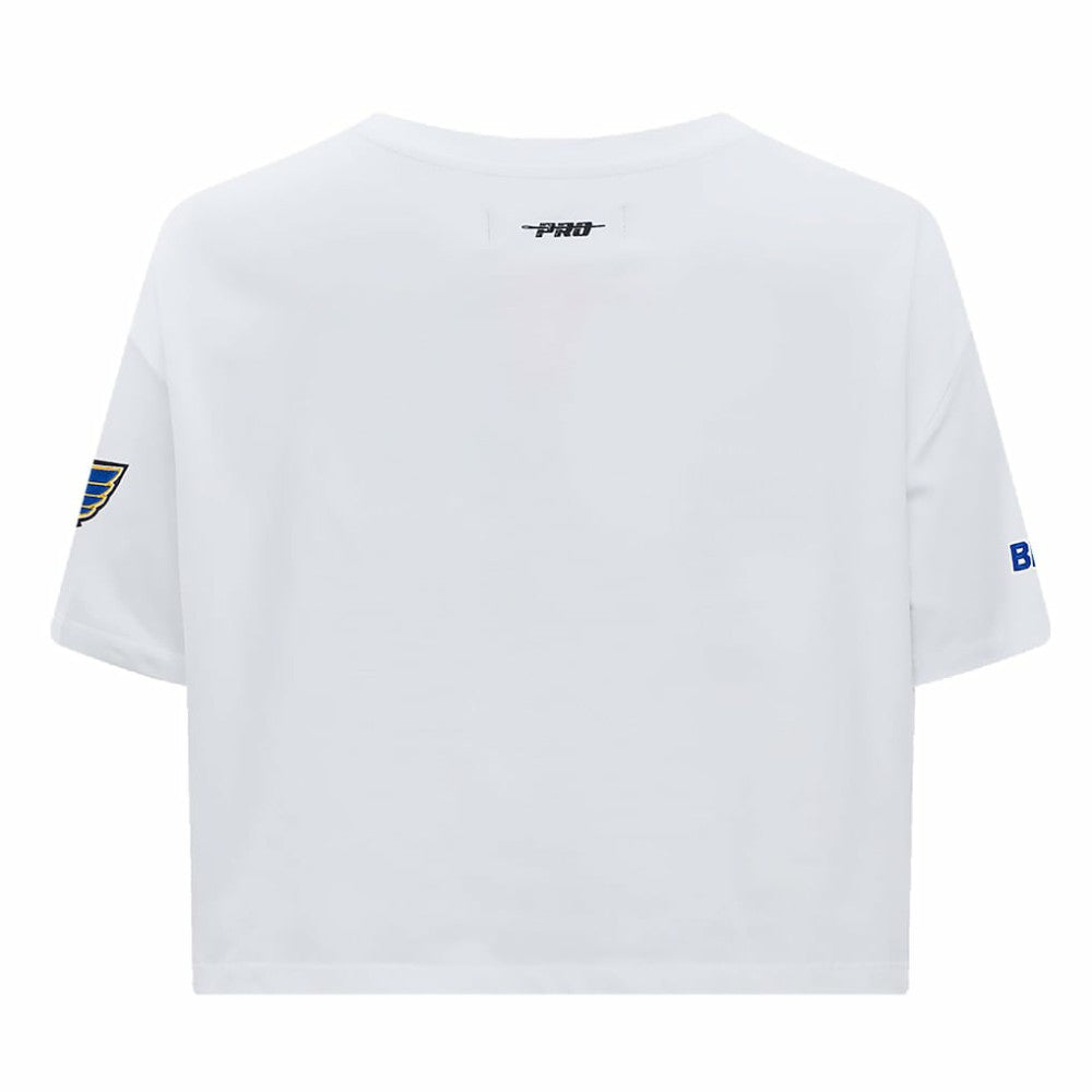 St. Louis Blues Pro Standard Women's Boxy Script Tail Cropped T-Shirt - White | NHL near me