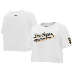 Vegas Golden Knights Pro Standard Women's Boxy Script Tail Cropped T-Shirt - White | NHL Clearance