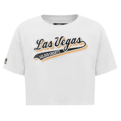 Vegas Golden Knights Pro Standard Women's Boxy Script Tail Cropped T-Shirt - White | NHL Clearance