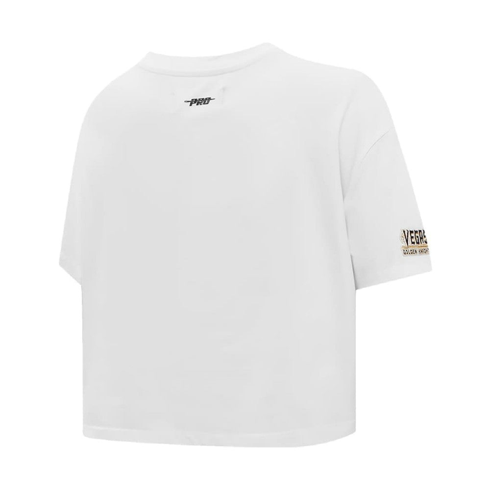 Vegas Golden Knights Pro Standard Women's Boxy Script Tail Cropped T-Shirt - White | NHL Clearance
