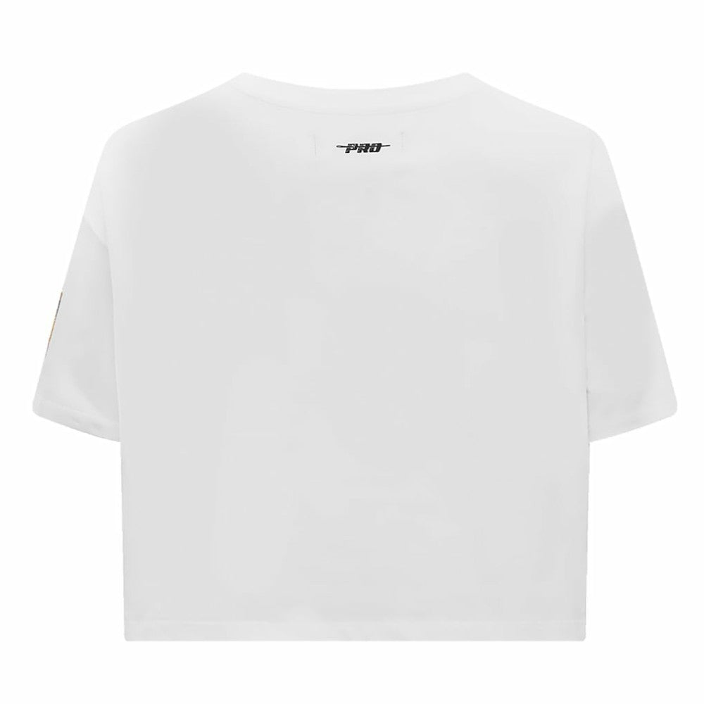 Vegas Golden Knights Pro Standard Women's Boxy Script Tail Cropped T-Shirt - White | NHL Clearance