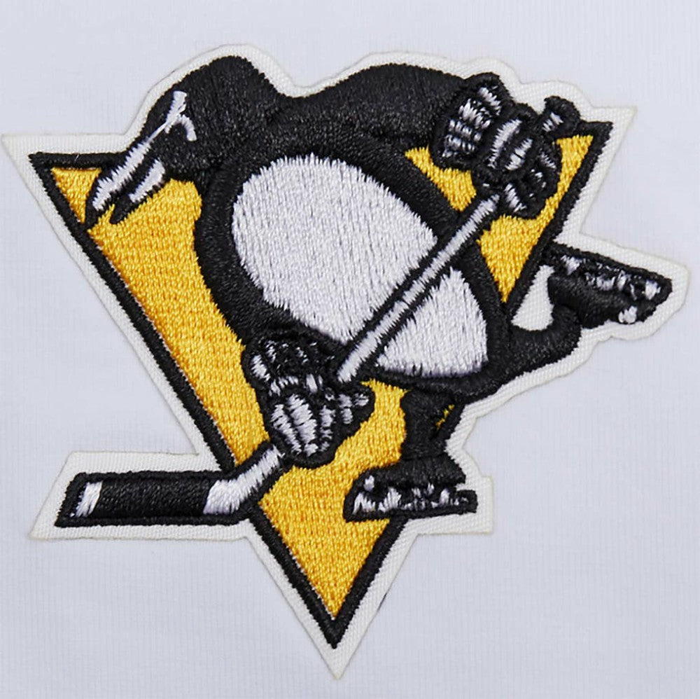 Pittsburgh Penguins Pro Standard Women's Boxy Script Tail Cropped T-Shirt - White | NHL Clearance