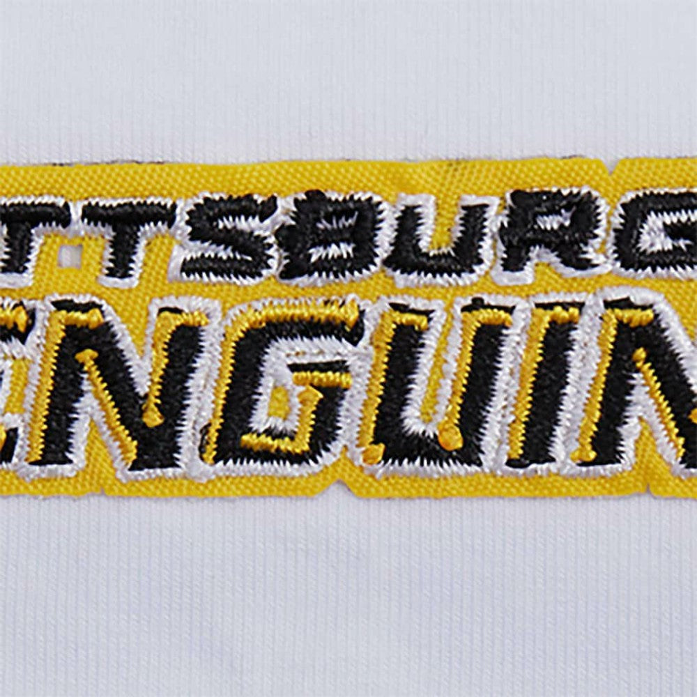 Pittsburgh Penguins Pro Standard Women's Boxy Script Tail Cropped T-Shirt - White | NHL Clearance