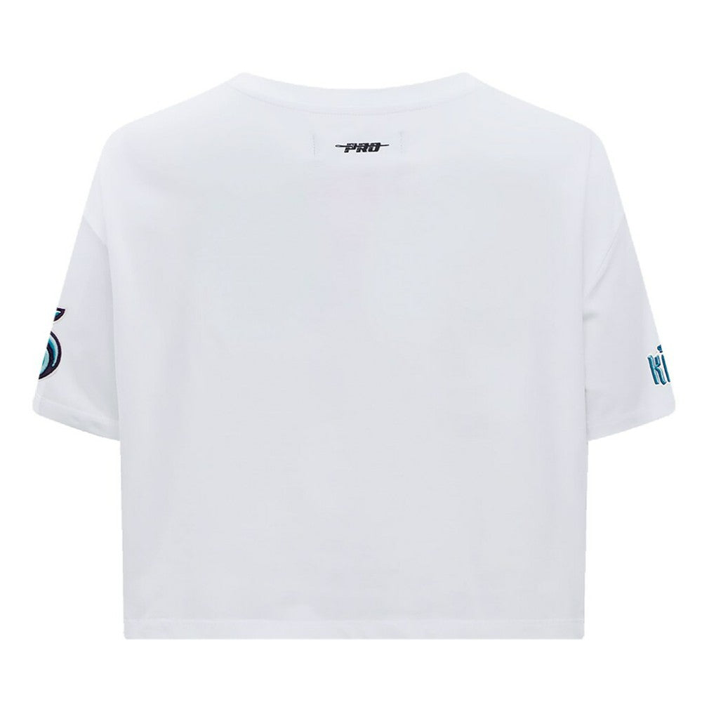 Seattle Kraken Pro Standard Women's Boxy Script Tail Cropped T-Shirt - White | NHL on sale