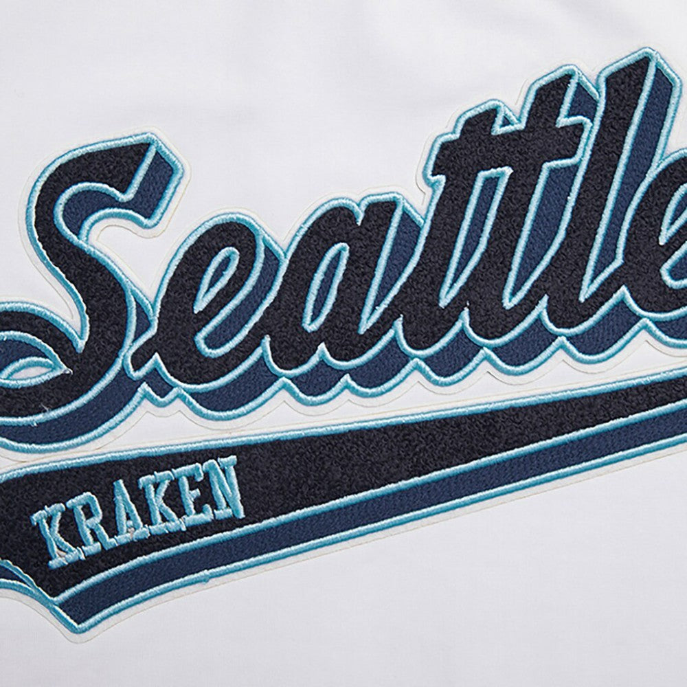 Seattle Kraken Pro Standard Women's Boxy Script Tail Cropped T-Shirt - White | NHL on sale