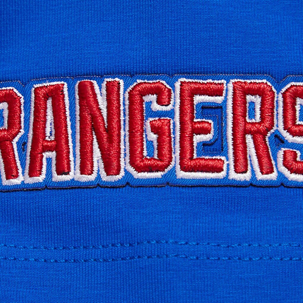 New York Rangers Pro Standard Women's Boxy Script Tail Cropped T-Shirt - Blue | NHL sale