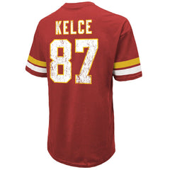 Travis Kelce Kansas City Chiefs Majestic Threads Name & Number Oversized Fit T-Shirt - Red - NFL