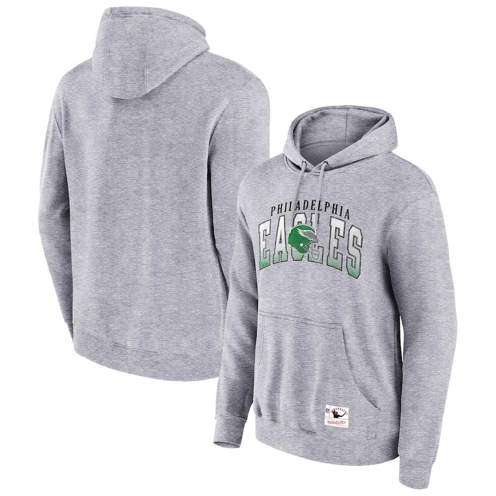 Philadelphia Eagles Pocket Passer Pullover Hoodie - Heather Gray - Mitchell & Ness