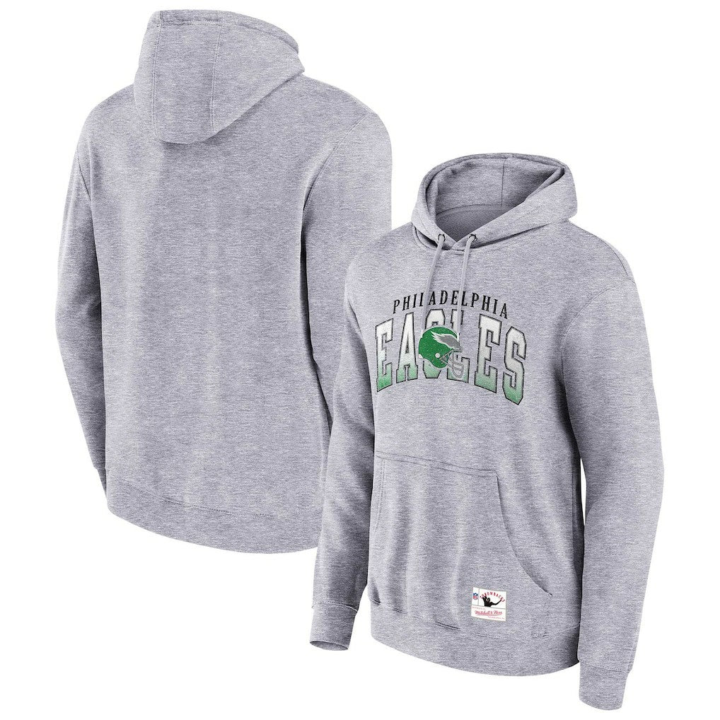 Philadelphia Eagles Pocket Passer Pullover Hoodie - Heather Gray - Mitchell & Ness
