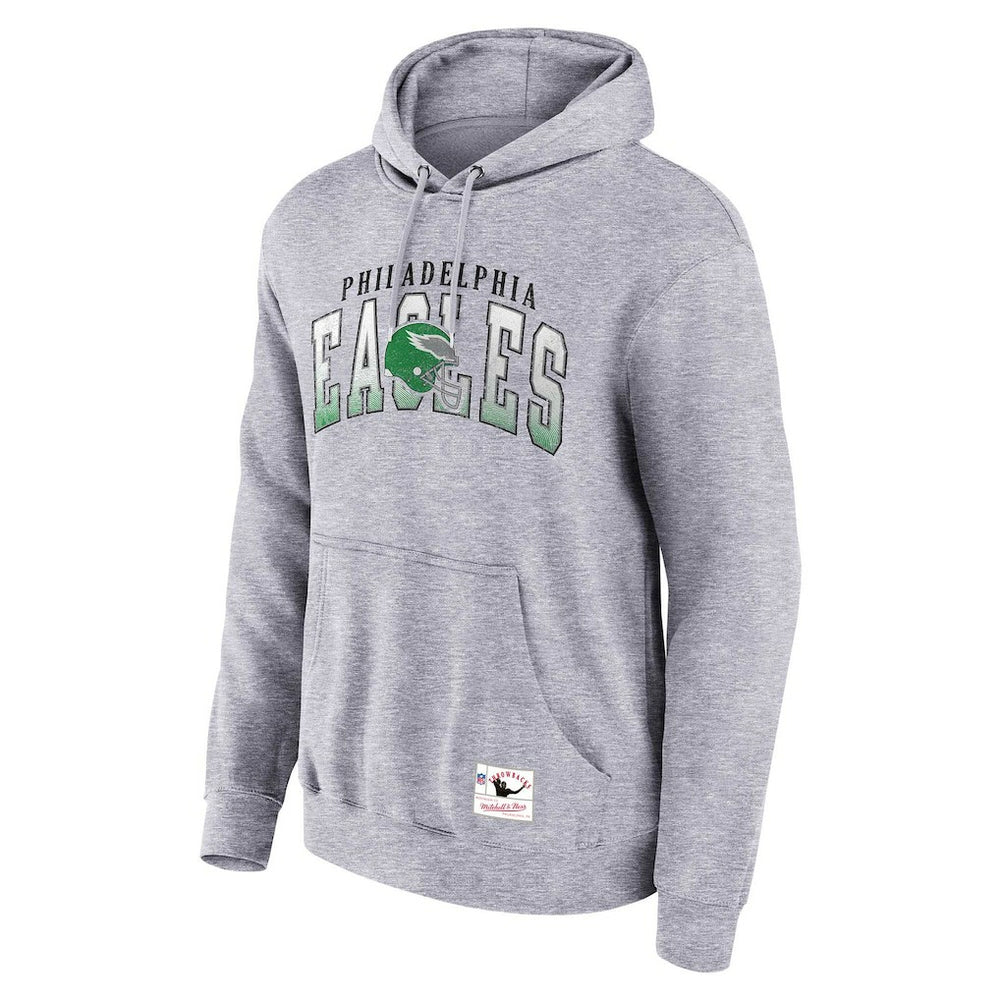 Philadelphia Eagles Pocket Passer Pullover Hoodie - Heather Gray - Mitchell & Ness