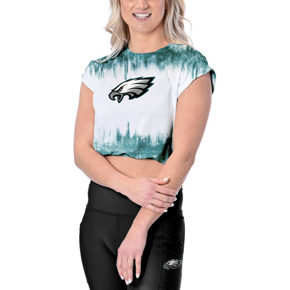 Philadelphia Eagles Certo Women's Cropped Framework T-Shirt - White - NFL