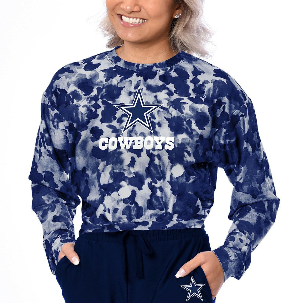 Dallas Cowboys Certo Women's Cropped Long Sleeve T-Shirt - Navy - NFL