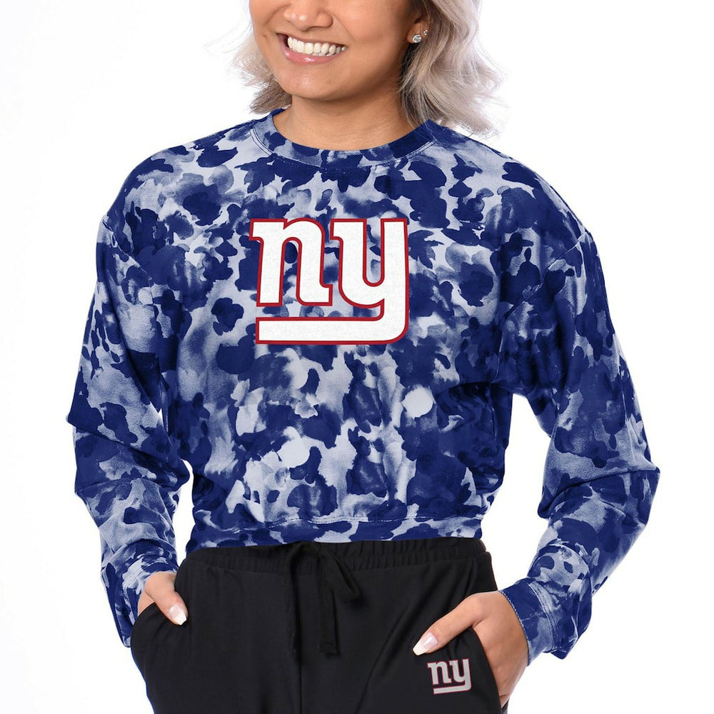 New York Giants Certo Women's Cropped Long Sleeve T-Shirt - Royal - NFL