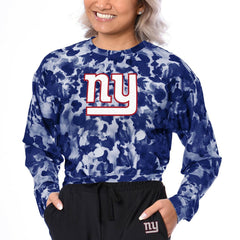 New York Giants Certo Women's Cropped Long Sleeve T-Shirt - Royal - NFL