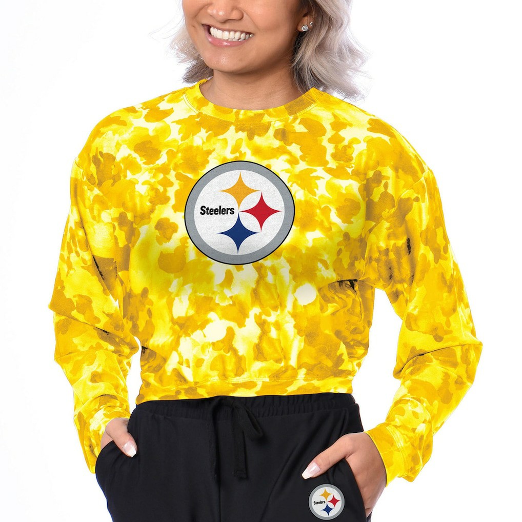 Pittsburgh Steelers Certo Women's Cropped Long Sleeve T-Shirt - Gold - NFL