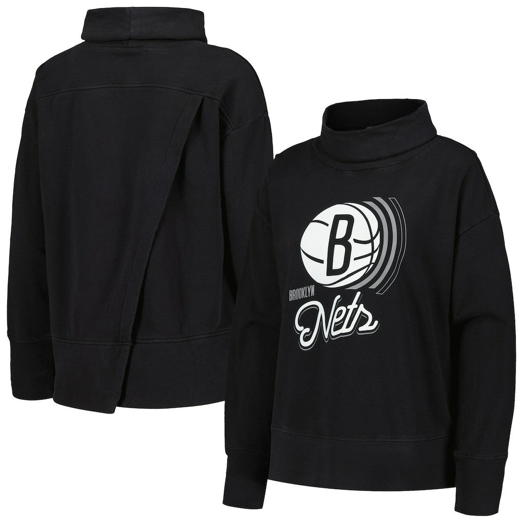 Brooklyn Nets Levelwear Women's Sunset Pullover Sweatshirt Black
