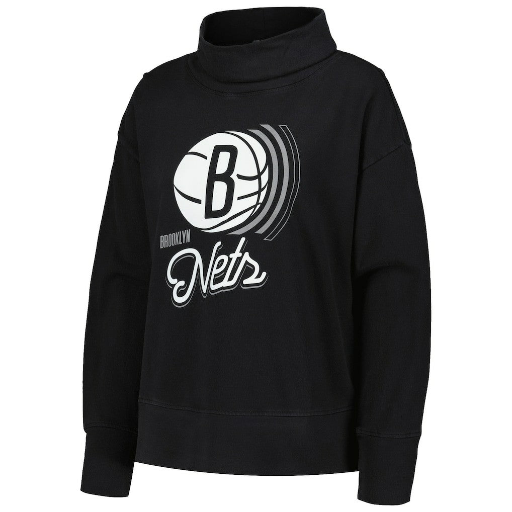Brooklyn Nets Levelwear Women's Sunset Pullover Sweatshirt Black