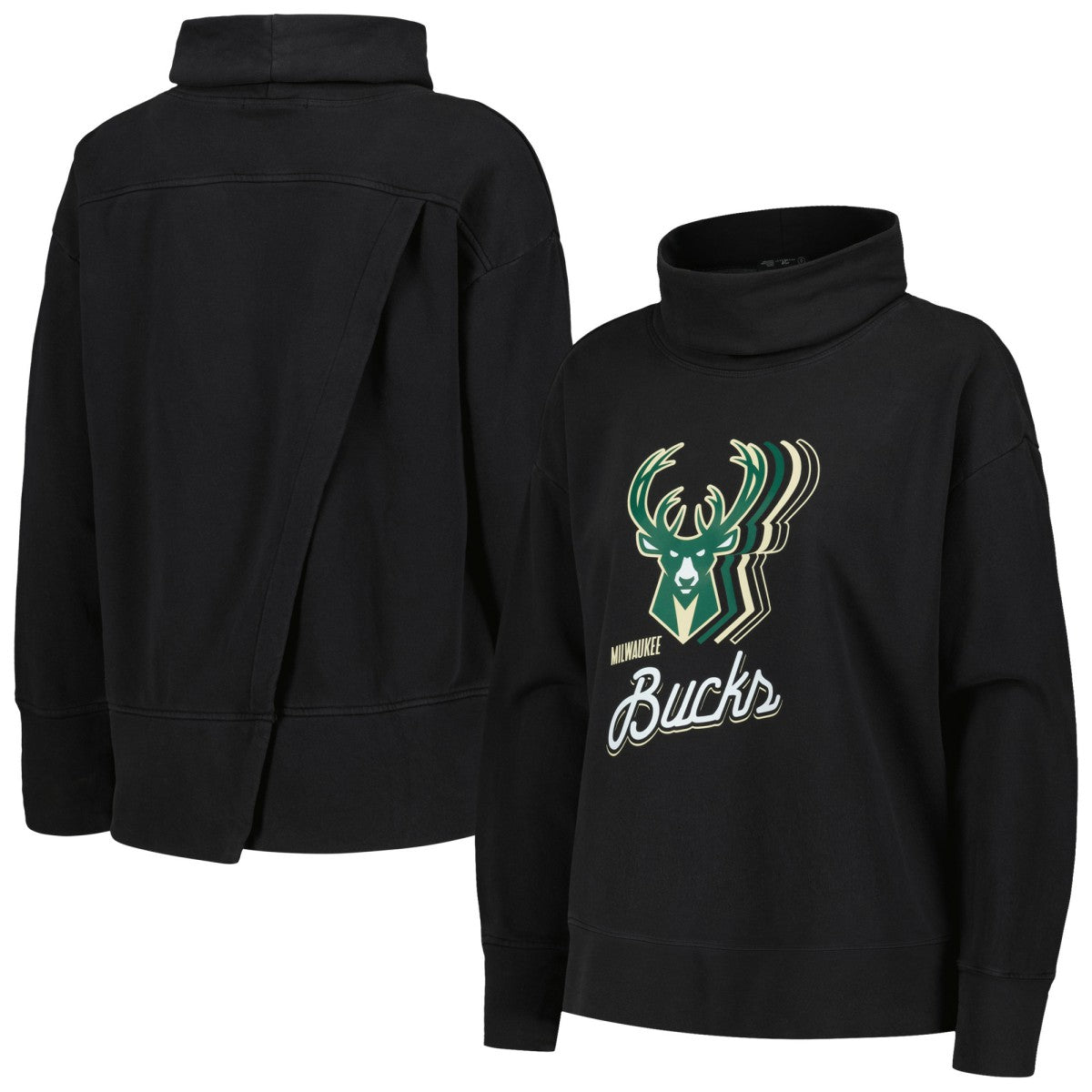 Milwaukee Bucks Levelwear Women's Sunset Pullover Sweatshirt Black
