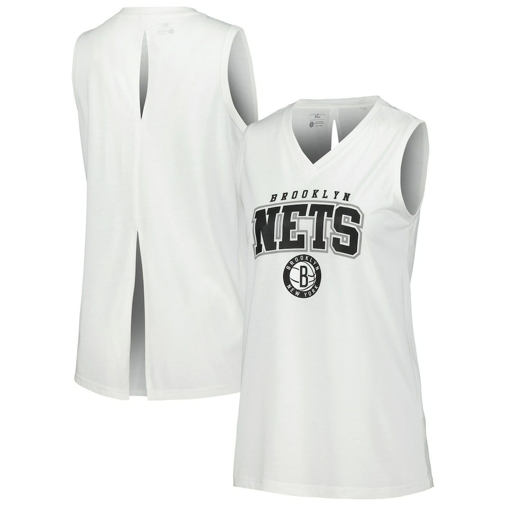 Brooklyn Nets Levelwear Women's Paisley Peekaboo Tank Top White