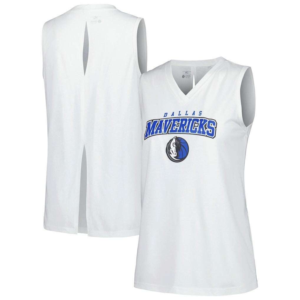 Dallas Mavericks Levelwear Women's Paisley Peekaboo Tank Top White