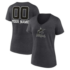 Miami Marlins Women's Personalized Monochrome Name & Number V-Neck T-Shirt Outlet