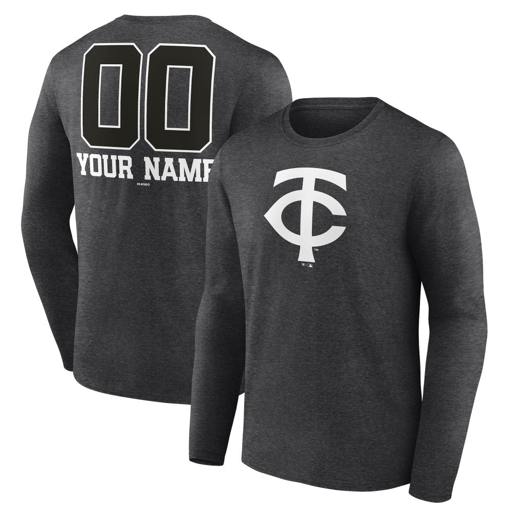 Minnesota Twins Personalized Monochrome Name & Number Long Sleeve T-Shirt for sale