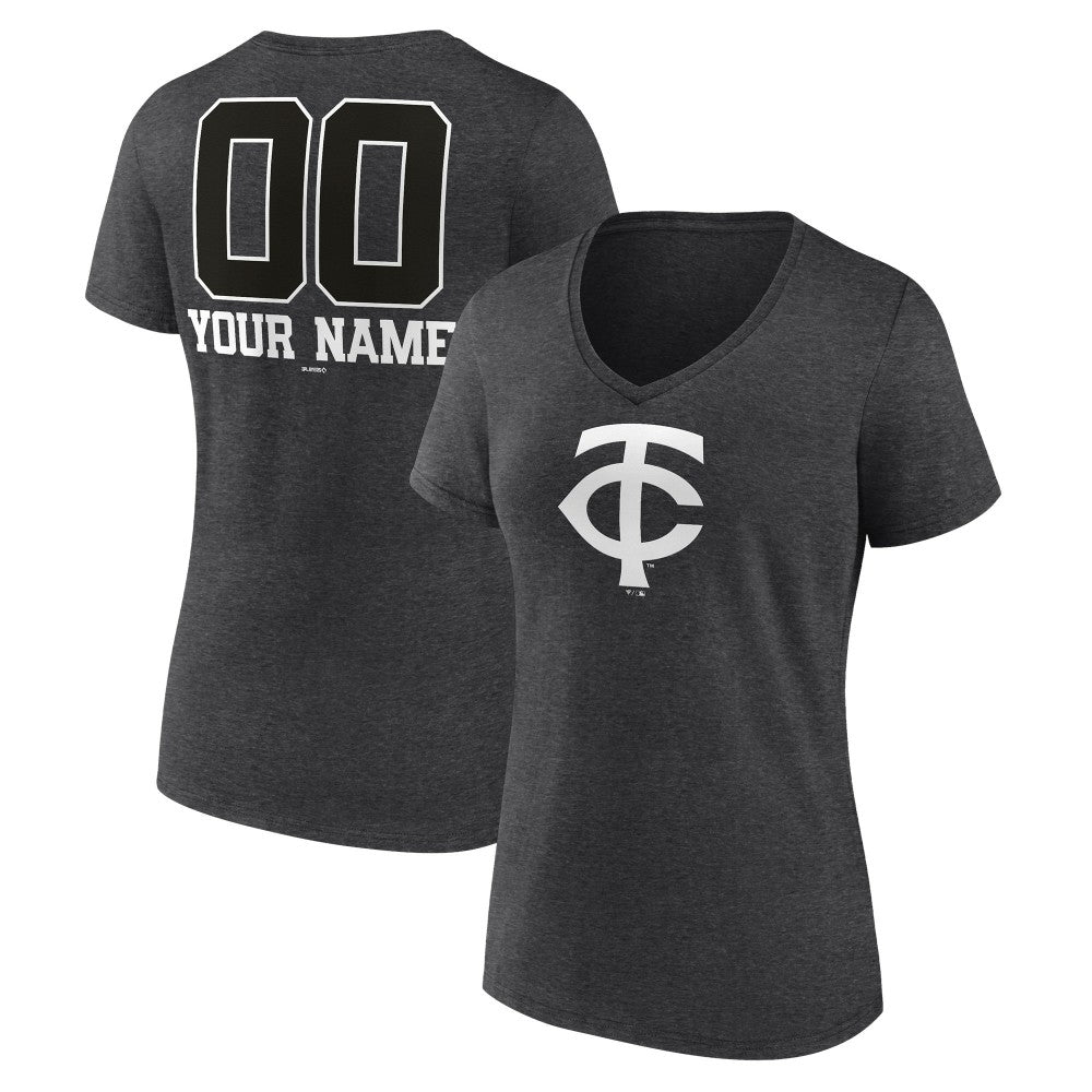Minnesota Twins Women's Personalized Monochrome Name & Number V-Neck T-Shirt Online